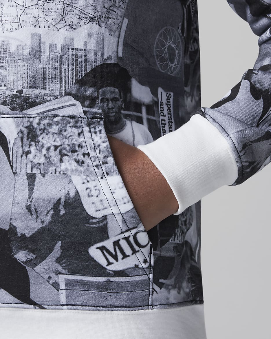 Felpa pullover in fleece stampata con cappuccio Jordan MJ Brooklyn Ragazzo a